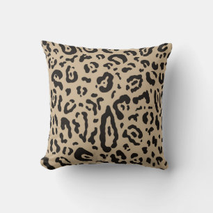 Tan Brown & Black Cheetah Leopard Animal Print  Cushion