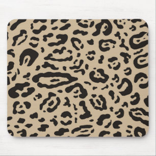 Tan Brown & Black Cheetah Leopard Animal Print Mouse Pad