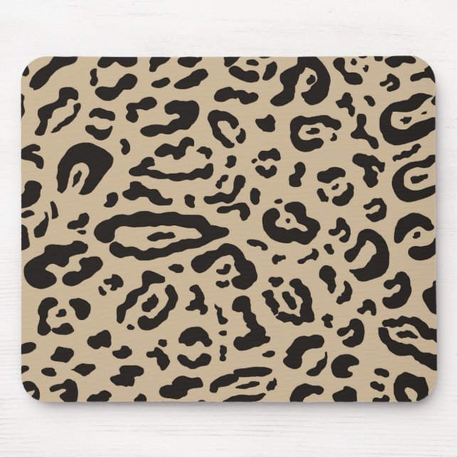 Tan Brown & Black Cheetah Leopard Animal Print  Mouse Pad (Front)