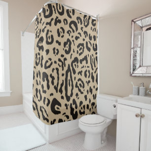 Tan Brown & Black Cheetah Leopard Animal Print Shower Curtain