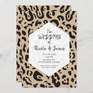 Tan Brown & Black Cheetah Leopard Chic Wedding In Invitation