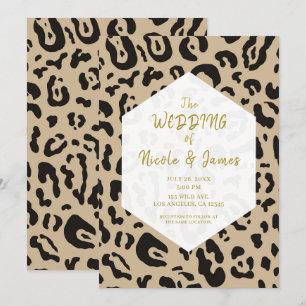 Tan Brown & Black Cheetah Leopard Chic Wedding  Invitation