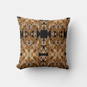 Tan Brown Black Rust Mediterranean Mosaic Tiles Cushion