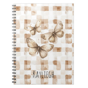 Tan Brown Cream Butterflies Notebook