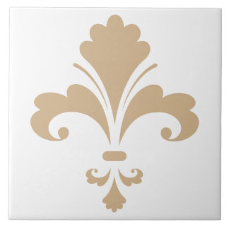 Tan Brown Fleur de lis Ceramic Tile