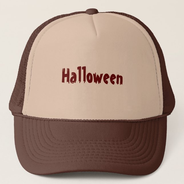Tan-Brown Handsome scary Witch night Halloween-Cap Trucker Hat (Front)