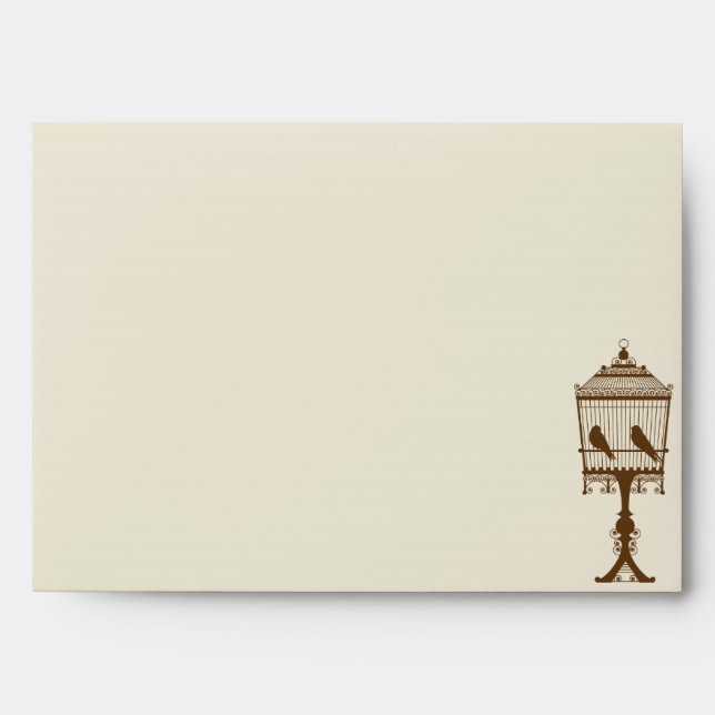 Tan/Brown Love Birds Wedding Envelope (Front)