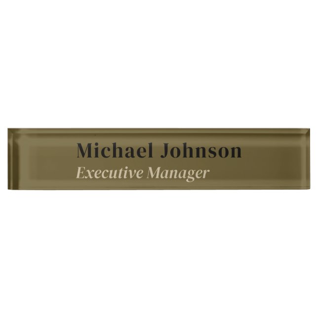 Tan brown modern professional minimalist profile nameplate (Front)