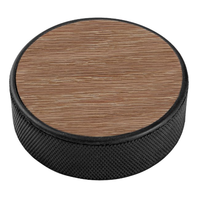 Tan Brown Natural Oak Wood Grain Look Hockey Puck (3/4)