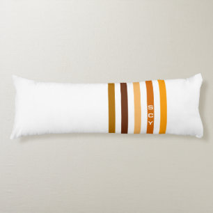 Tan Brown Orange Vertical Stripes Monogram Body Cushion