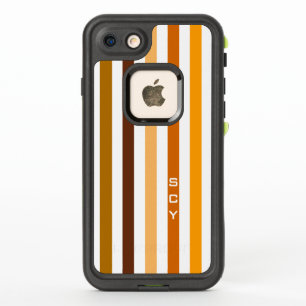 Tan Brown Orange Vertical Stripes Monogram