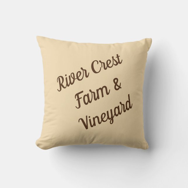 Tan & Brown Personalised Farm / Ranch Throw Pillow (Front)