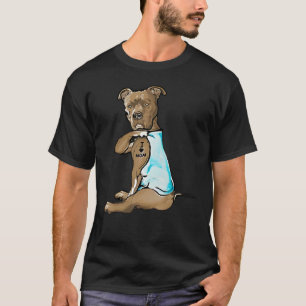 Tan Brown Pitbull Tattoo Mom Bully Dog Fur Pet Mam T-Shirt