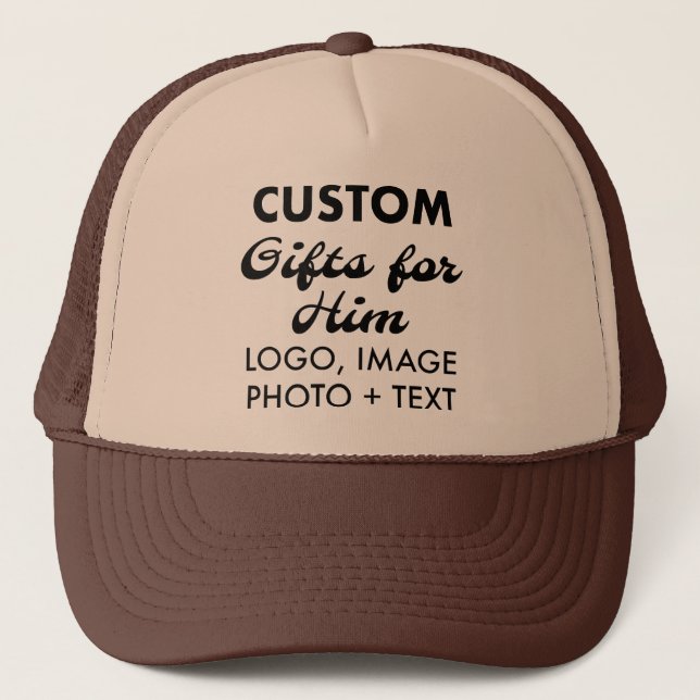 Tan & Brown Trucker Hat Custom Gifts for Him (Front)