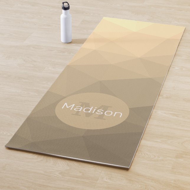 Tan brown yellow geometric mesh pattern Monogram Yoga Mat (In Situ)