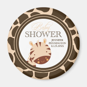Tan + brown zebra boys baby shower magnet
