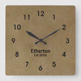 Tan Brushed Stucco Print Pattern Acrylic Clock