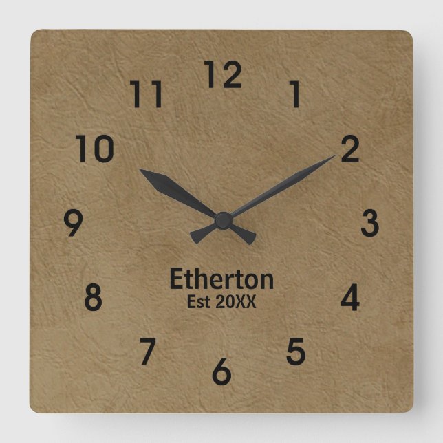 Tan Brushed Stucco Print Pattern Acrylic Clock (Front)