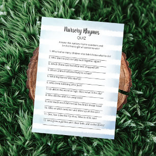 Tan Bunny Blue Nursery Rhymes Quiz Game Invitation