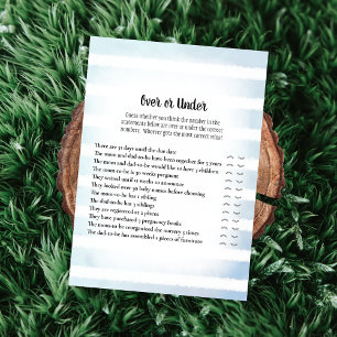 Tan Bunny Blue Over Under Baby Shower Game Invitation