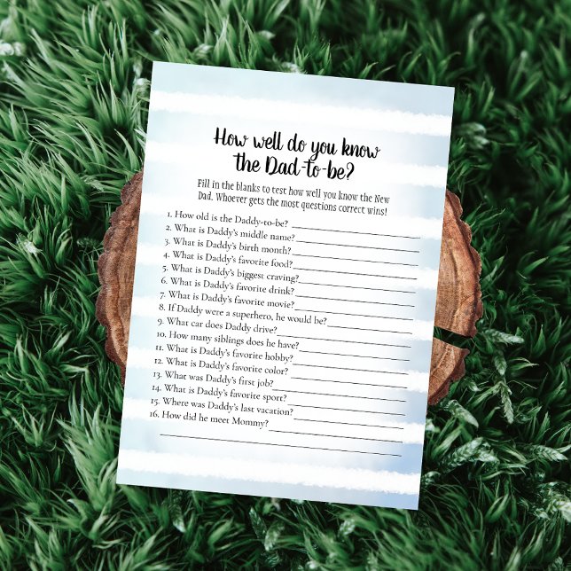 Tan Bunny Blue Who Knows Dad Best Shower Game Invitation (Creator Uploaded)