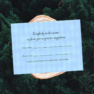 Tan Bunny Name Suggestion Baby Shower Game Enclosure Card