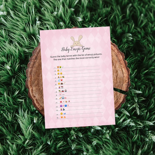 Tan Bunny Pink Argyle Baby Emoji Pictures Game Invitation (Creator Uploaded)