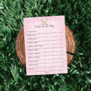 Tan Bunny Pink Argyle Wishes For Baby Game Invitation