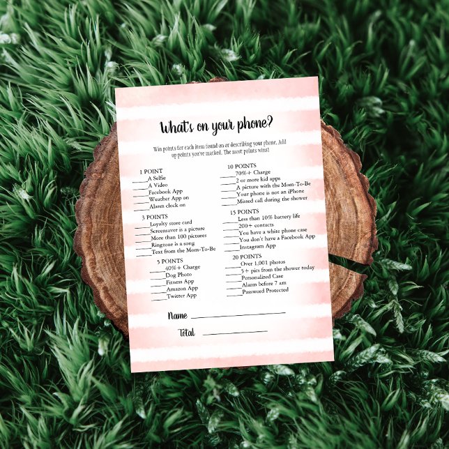 Tan Bunny Pink What's On Your Phone Game Invitation (Creator Uploaded)