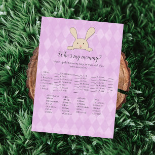 Tan Bunny Rabbit Purple Who's My Mummy Game Invitation