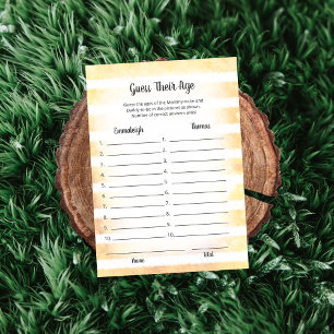 Tan Bunny Yellow Guess Their Age Game Card