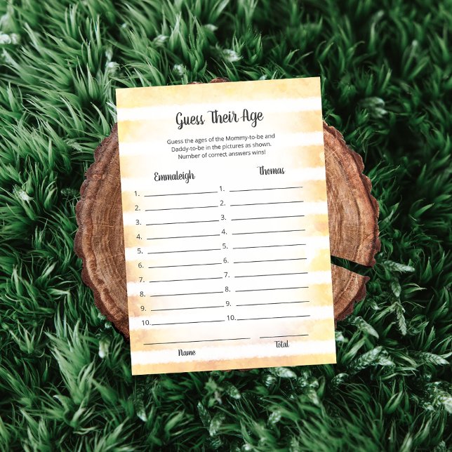 Tan Bunny Yellow Guess Their Age Game Card (Creator Uploaded)