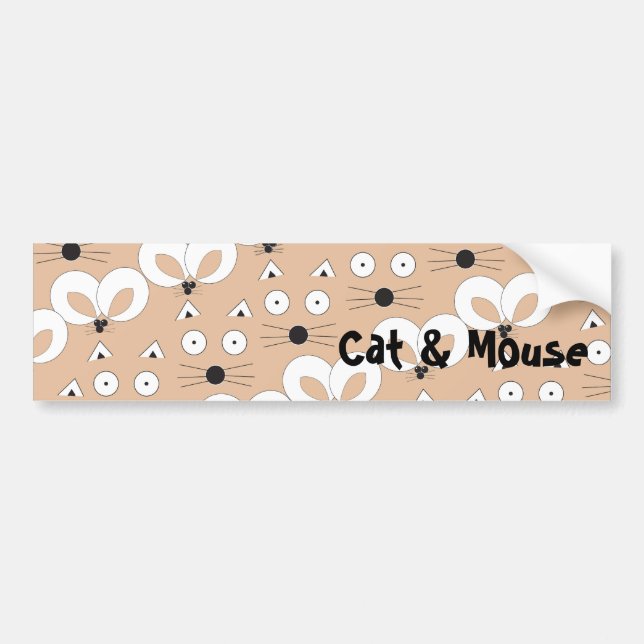 Tan Cat & Mouse Bumper Sticker (Front)