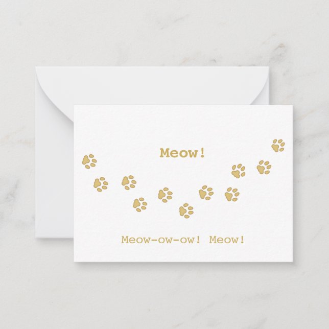Tan Cat Paw Print Tracks Fun Customisable Card (Front)