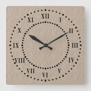 Tan Cement Look Roman Numeral Wall Clock