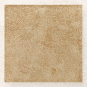 Tan Chamois Leather Print Glass Coaster