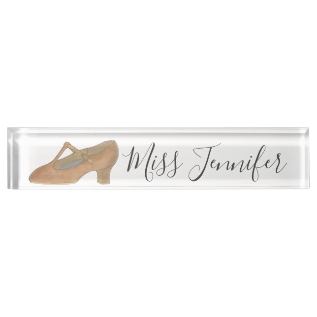 Tan Character Shoe Dance Teacher Instructor Nameplate (Front)