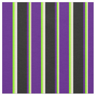 Tan, Chartreuse, Indigo, Black, and White Lines Fabric