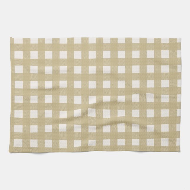 Tan Chequered Dish Towel (Horizontal)