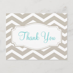 Tan Chevron Thank You Postcard