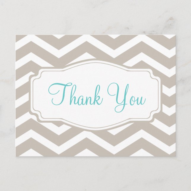 Tan Chevron Thank You Postcard (Front)