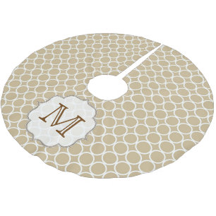 Tan Circle Polka Dot Monogram Initial Tree Skirt