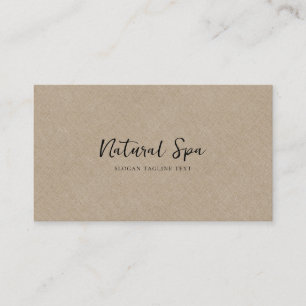 Tan Color Linen Texture Print black Typography Business Card