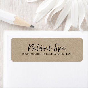 Tan Colour Linen Texture Print black Typography Return Address Label