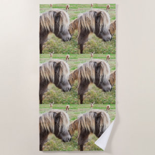 Tan Coloured Shetland Pony, Beach Towel