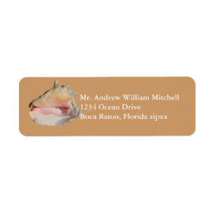 Tan Conch Shell Return Address Label