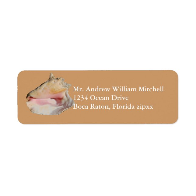 Tan Conch Shell Return Address Label (Front)