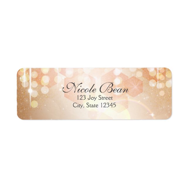 Tan Coral & Cream Glamour Lights Address Labels (Front)