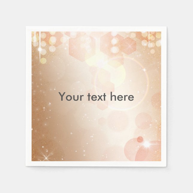 Tan Coral & Cream Glamour Lights Party Napkins (Front)