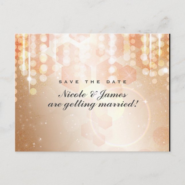 Tan Coral & Cream Glamour Save The Date Postcard (Front)